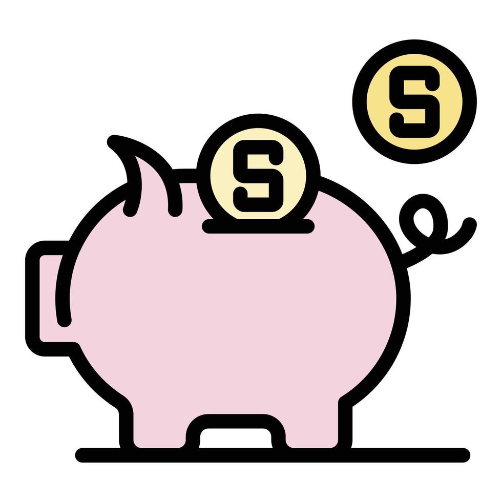 Piggy bank icon color outline vector