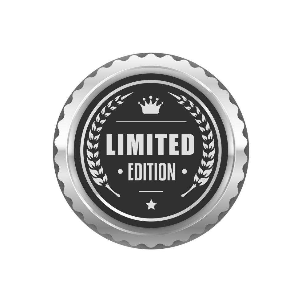 Limited edition silver badge and quality label vector