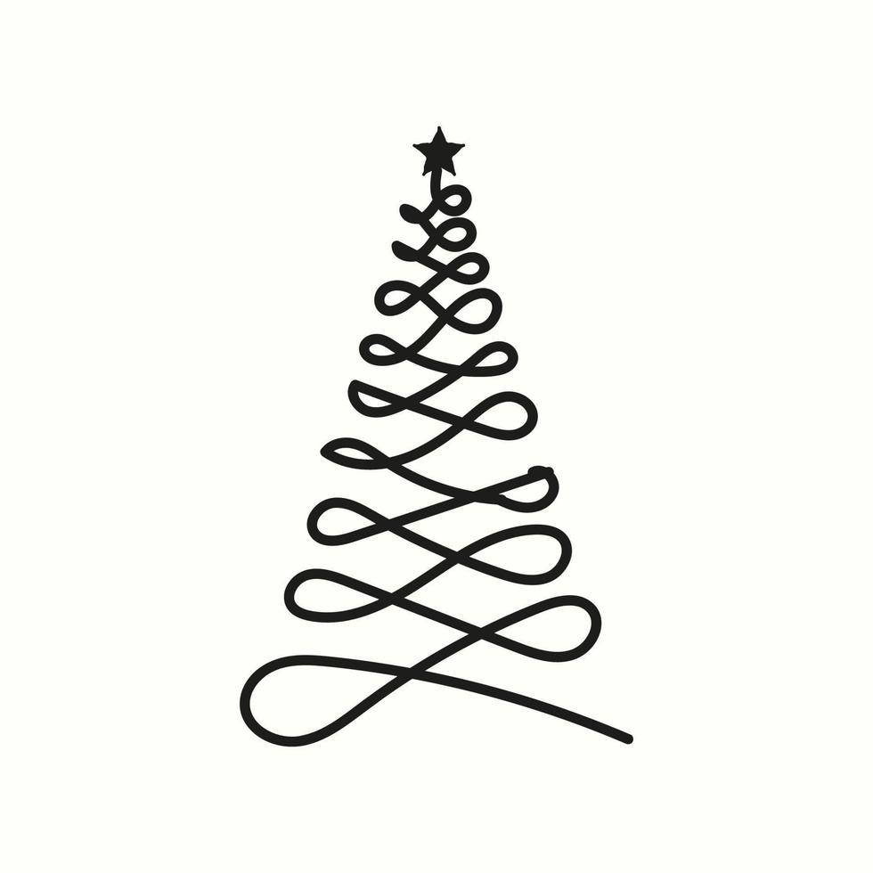 árbol de navidad, silueta, mano, dibujado, ilustración, blanco, plano de fondo vector