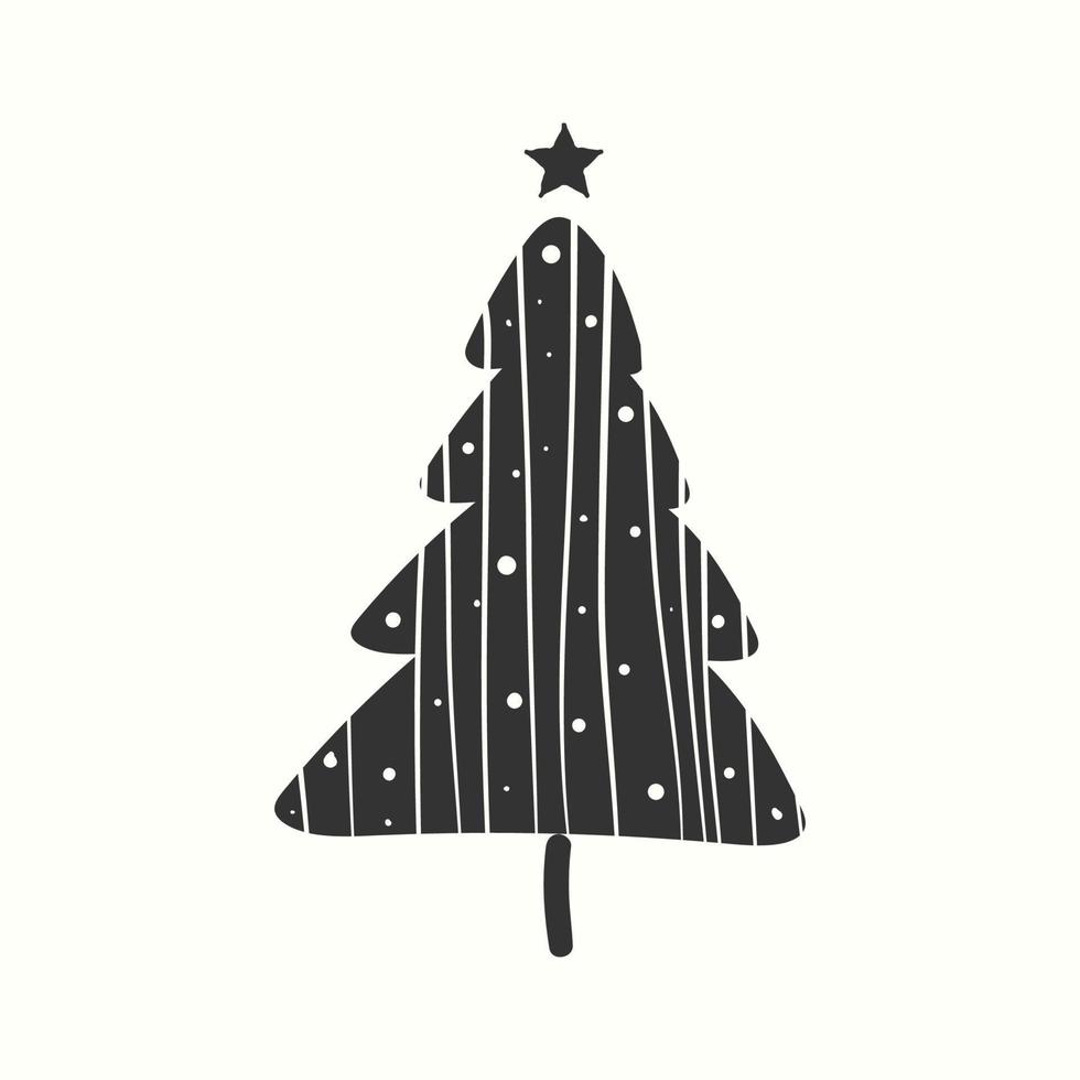 árbol de navidad, silueta, mano, dibujado, ilustración, blanco, plano de fondo vector
