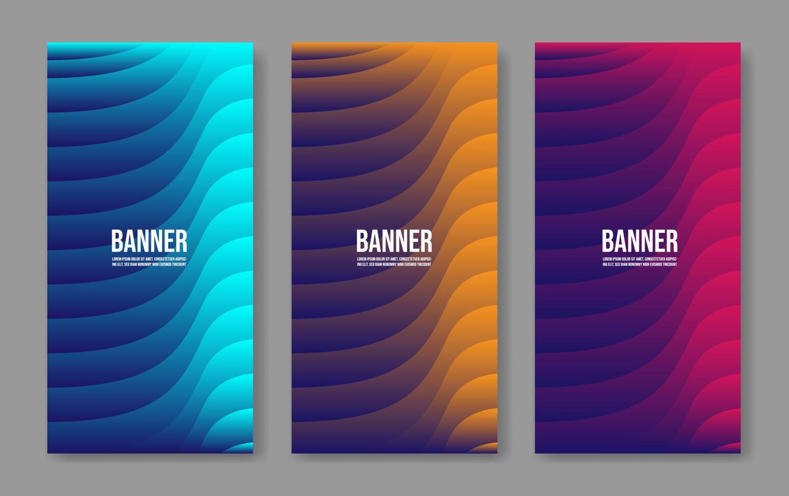 gradient vertical banner collection wave shape vector