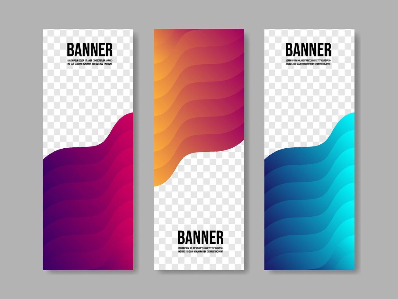 gradient vertical banner collection wave shape vector