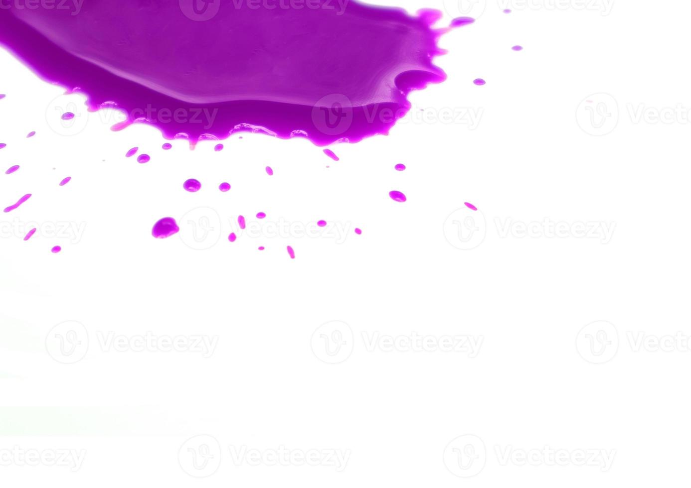splatter violet pink purple color painting Ink drops and splashes. Blotter spots liquid paint drip drop splash on white background photo