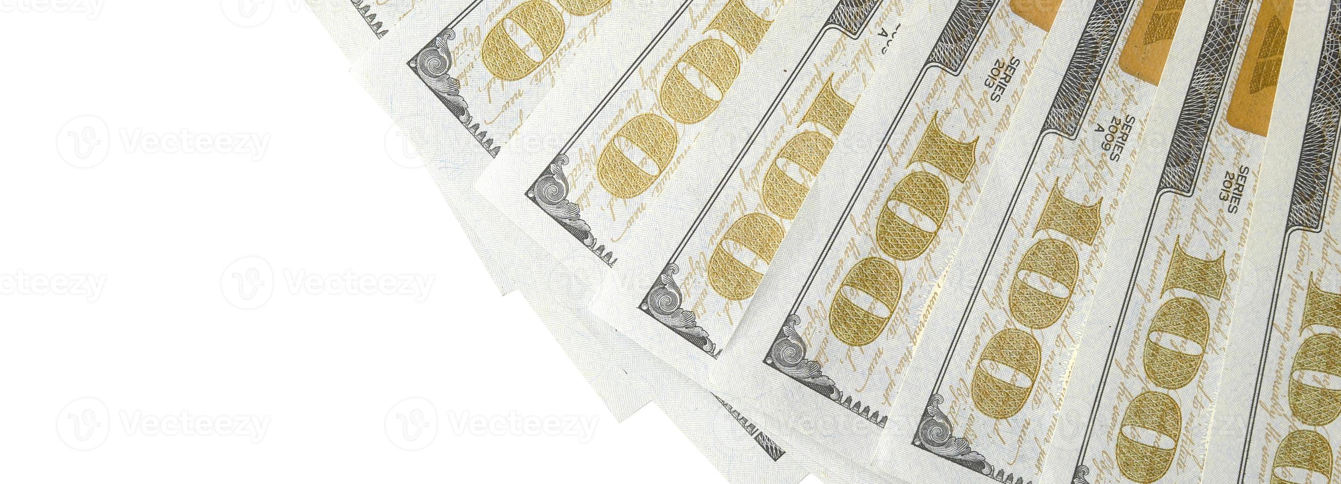 Dollar bills. American money isolated on white with copy space photo