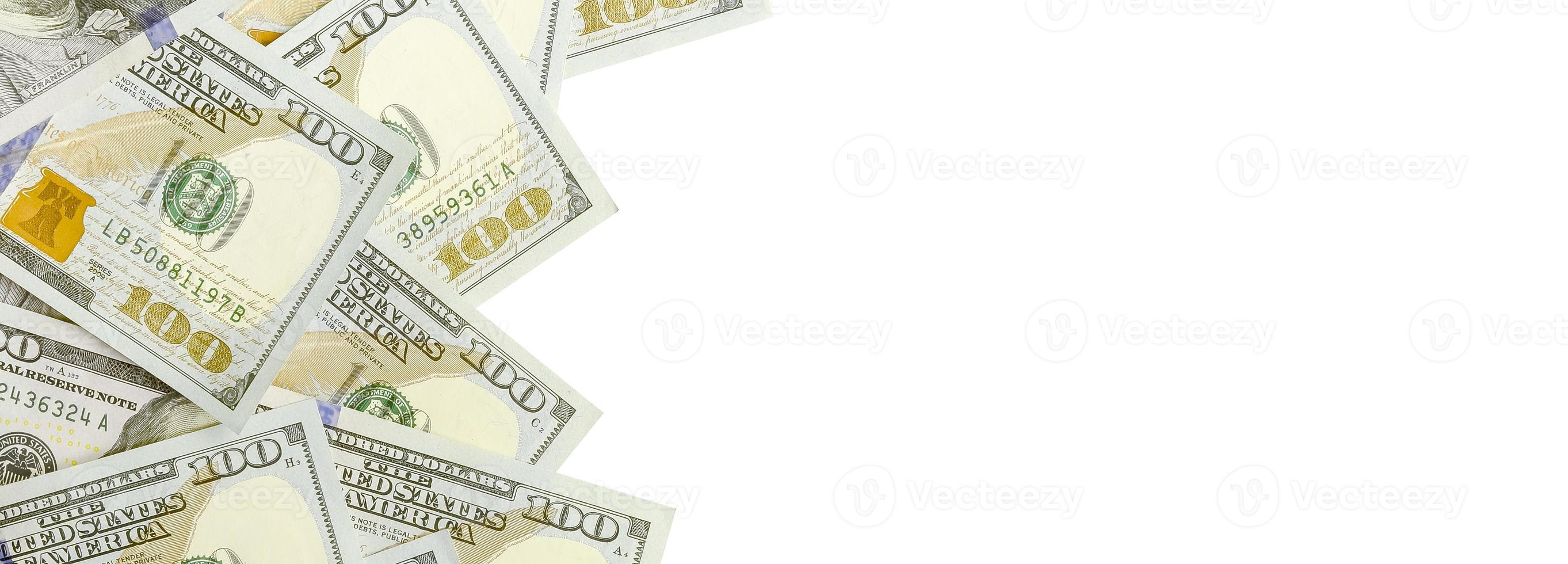 Dollar bills. American money isolated on white with copy space photo