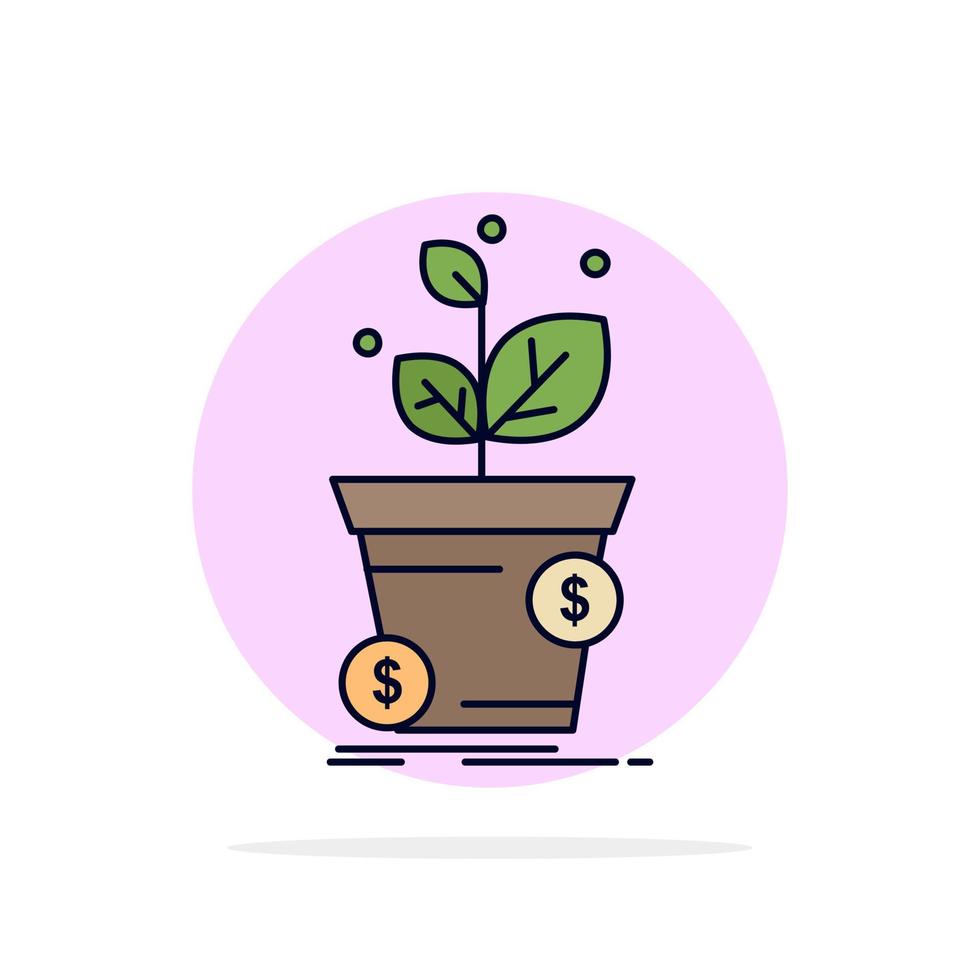 dollar growth pot profit business Flat Color Icon Vector