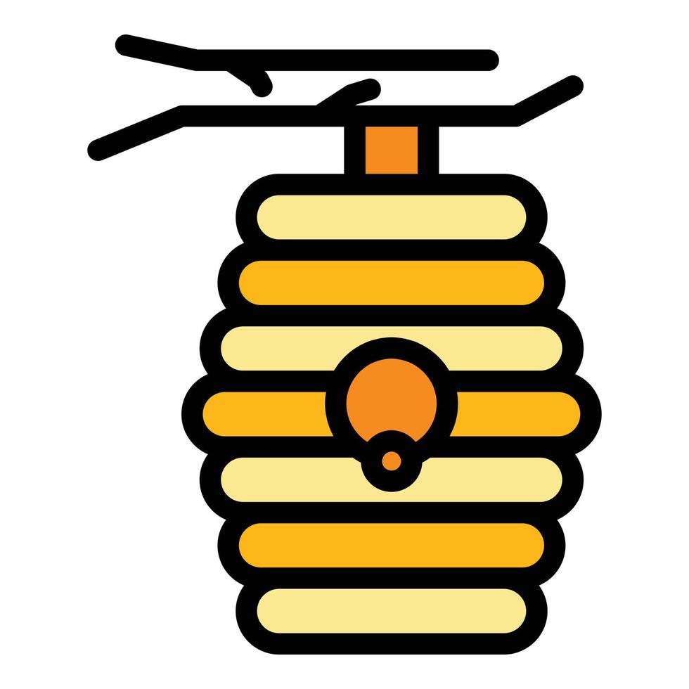 Tree bee hive icon color outline vector
