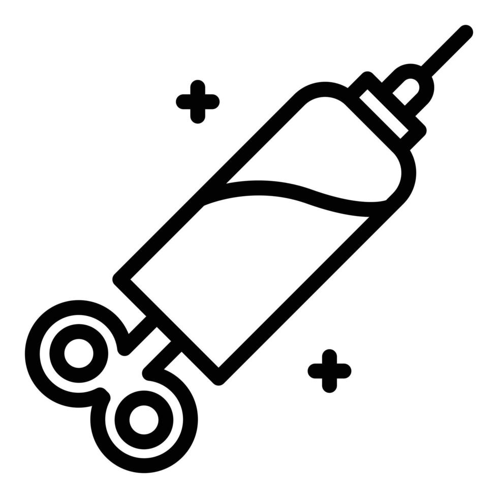 vector de contorno de icono de ampolla de jeringa grande. vacuna vial