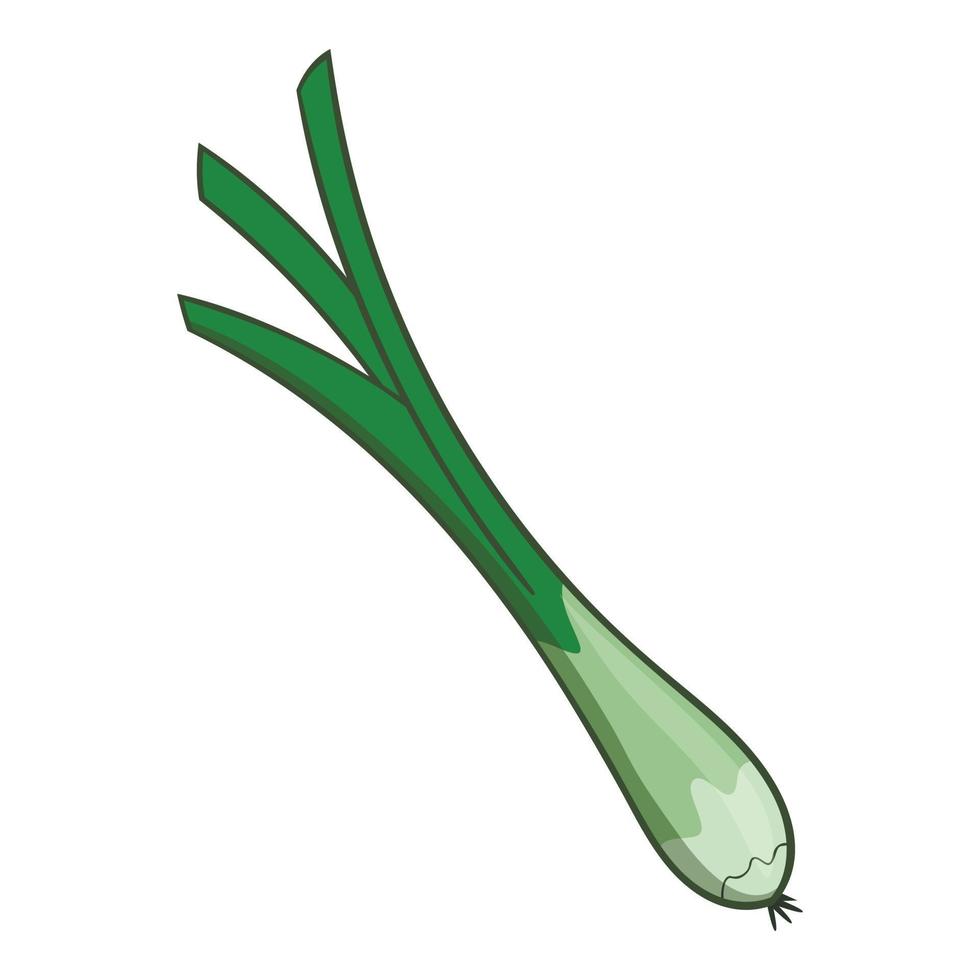 Green onion icon, cartoon style vector