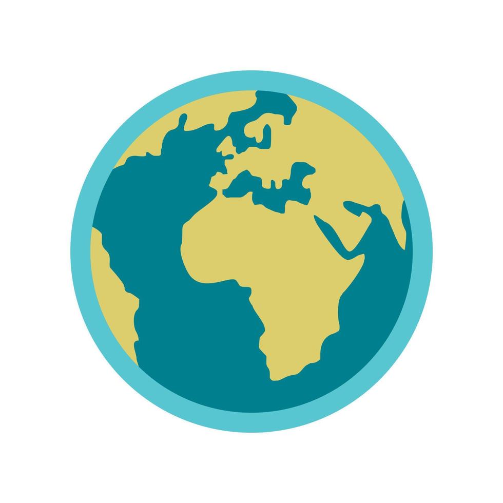 Blue planet Earth icon, flat style vector