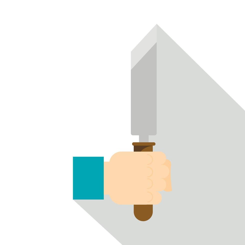 Hand holding chisel icon, flat style vector