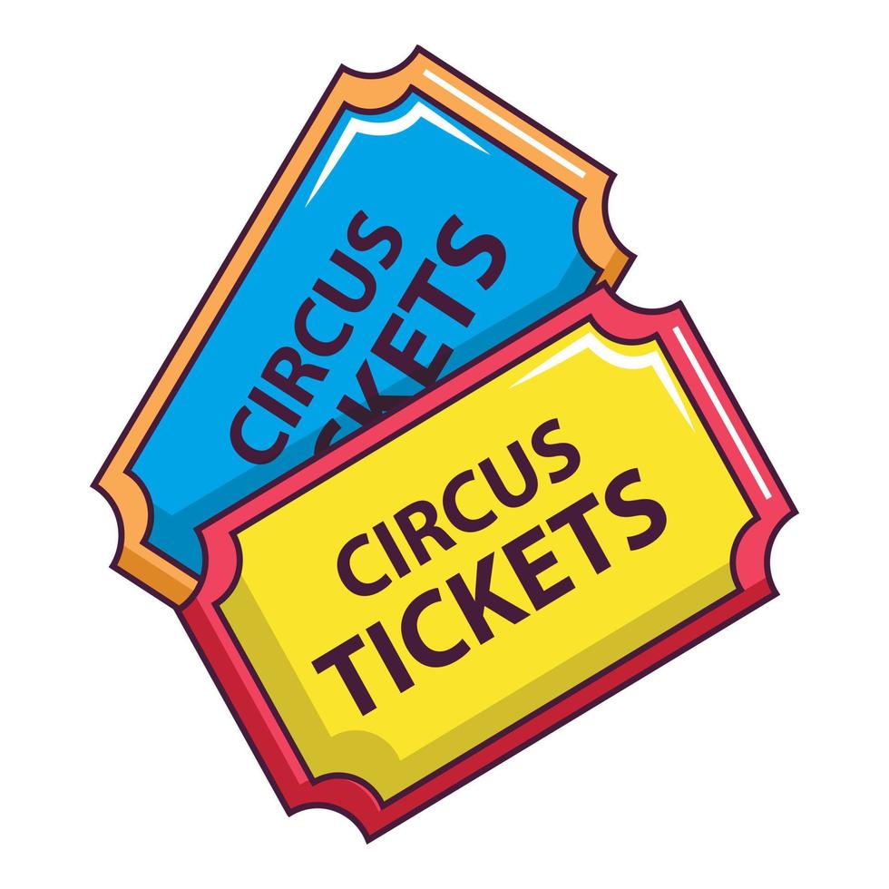 Circus tickets icon, cartoon style vector