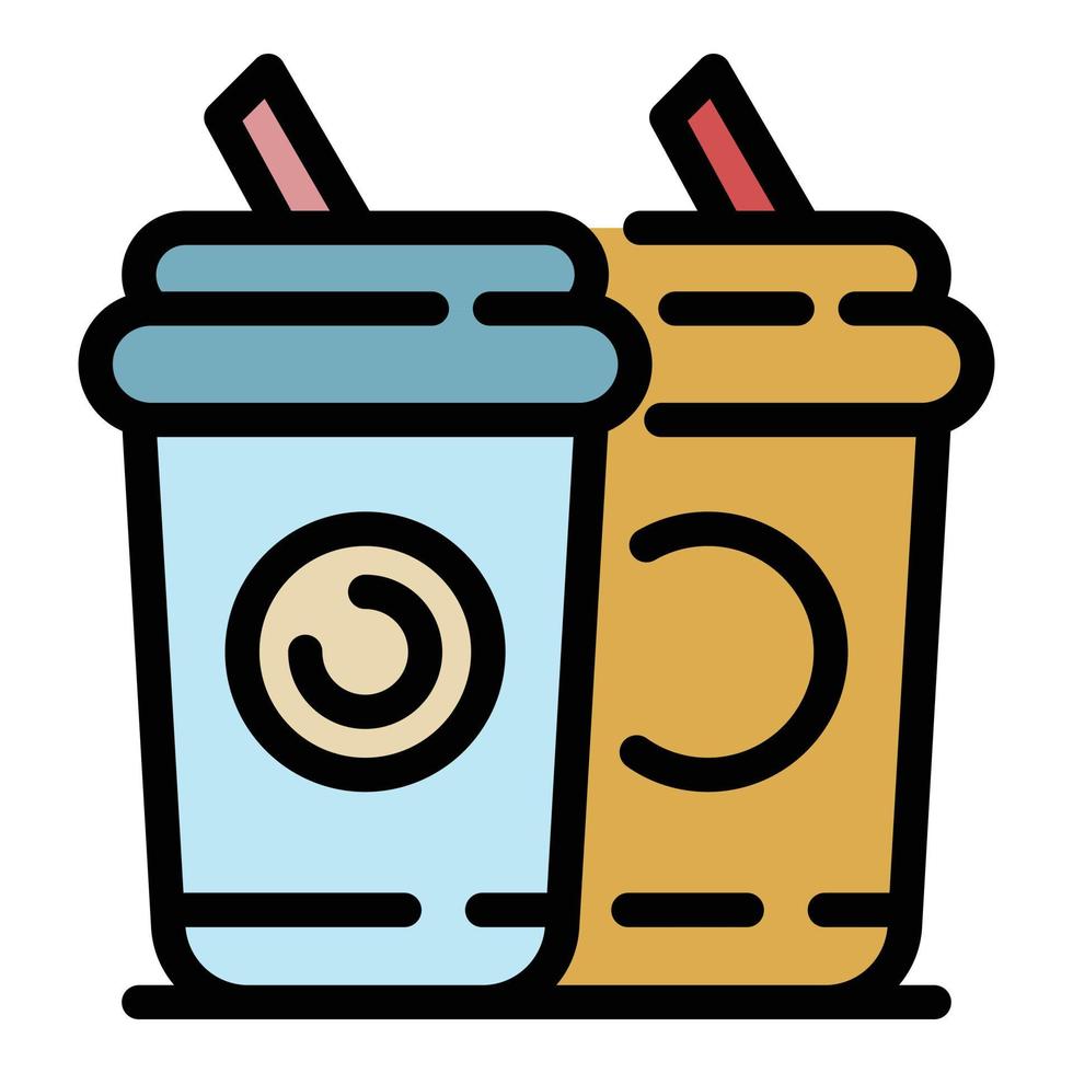 Two cups cola icon color outline vector