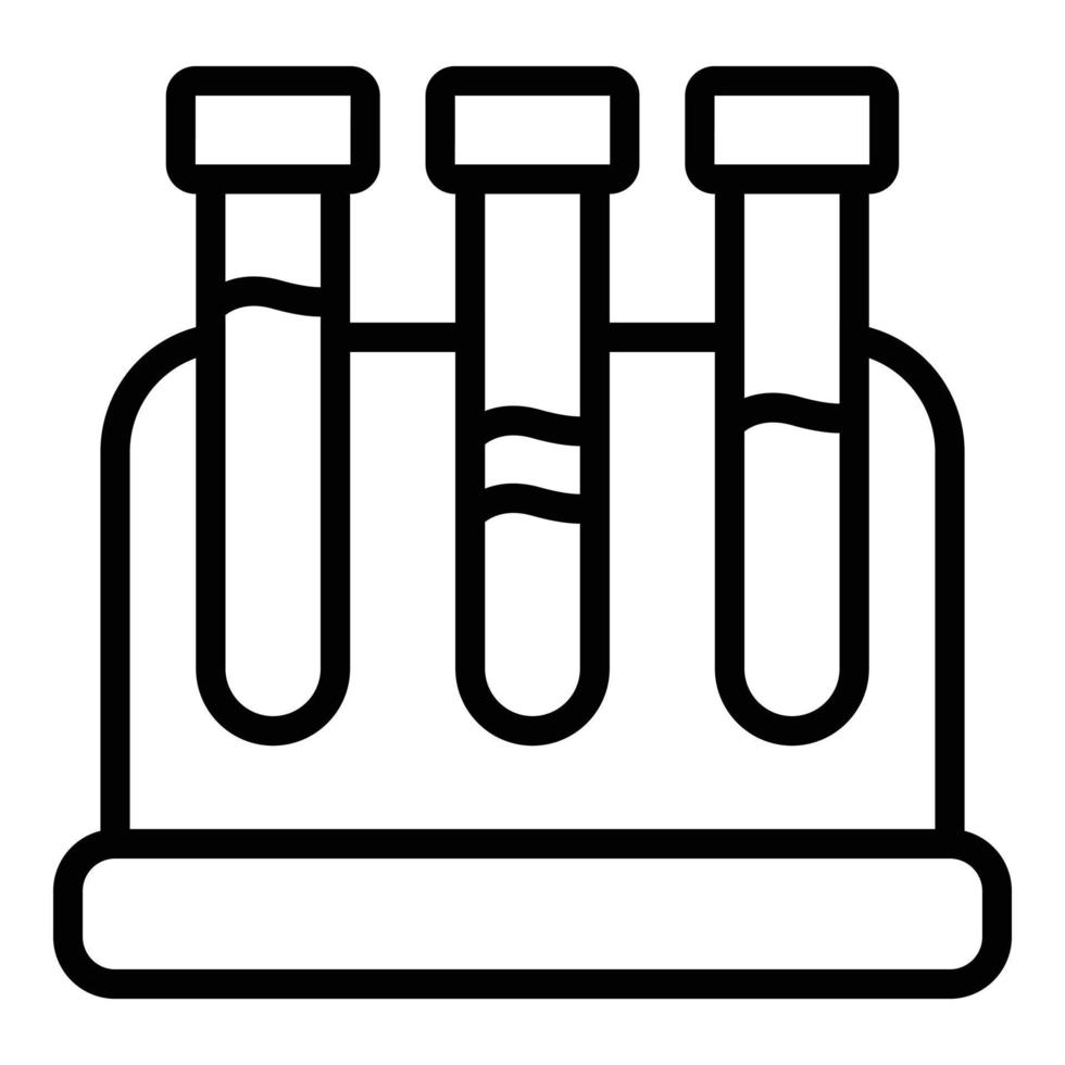 vector de contorno de icono de soporte de tubo de ensayo médico. Laboratorio de química