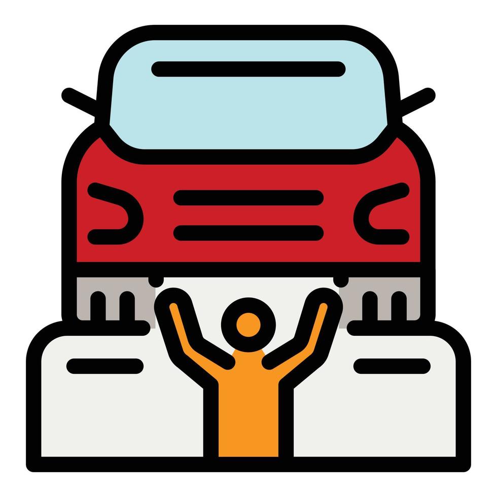 Man under car repair icon color outline vector