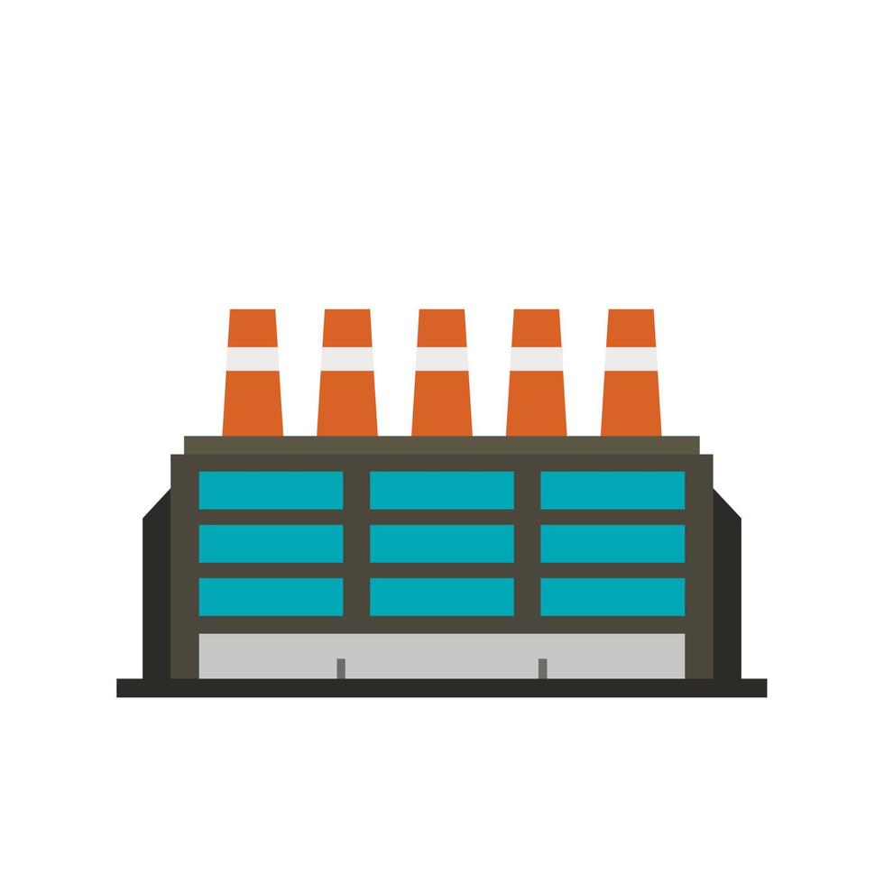 Factory building icon, flat style vector