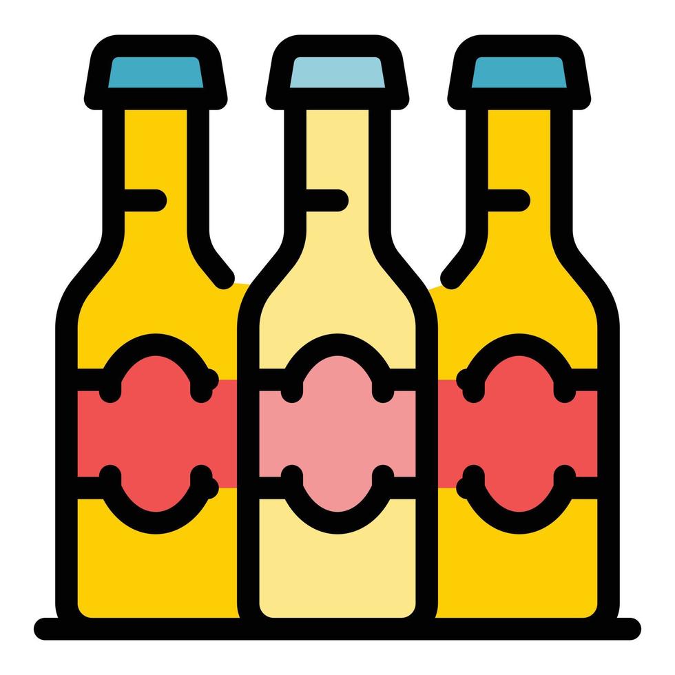 vector de contorno de color de icono de botellas de cerveza