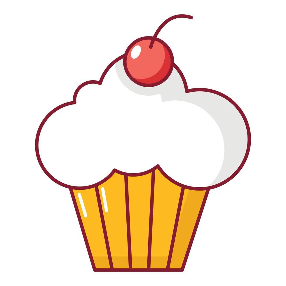 dulce, cupcake, icono, caricatura, estilo vector