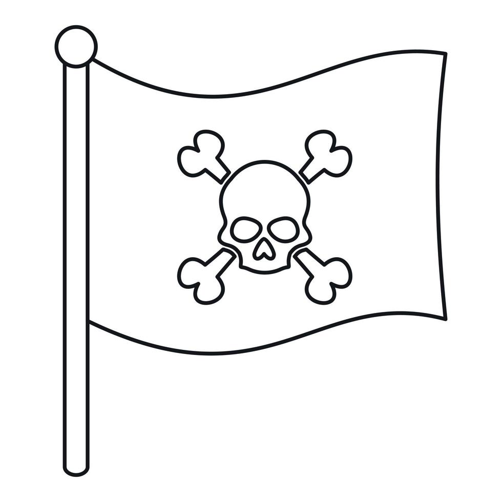 Pirate flag icon, outline style vector