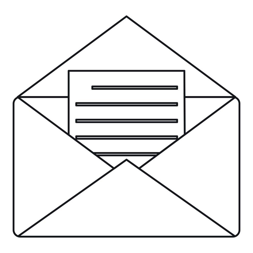 Paper envelope with empty sheet icon outline style vector