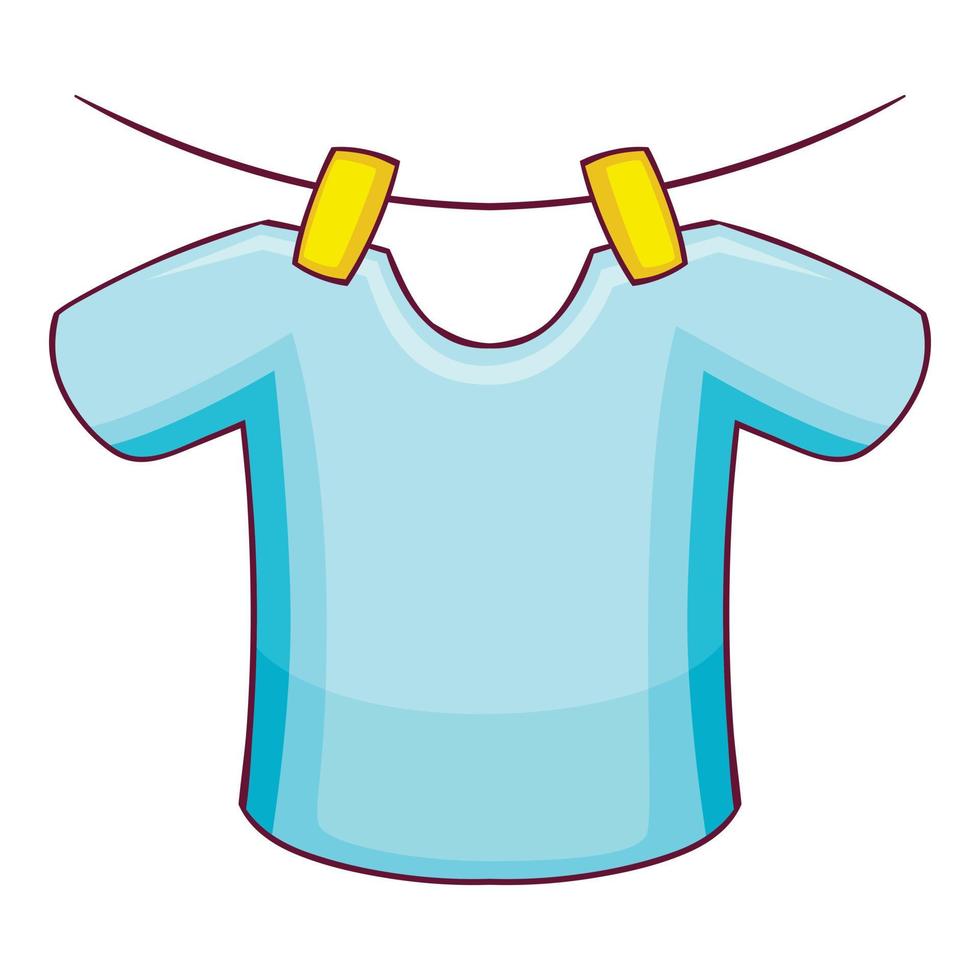 camiseta en el icono de la cuerda, estilo de dibujos animados vector