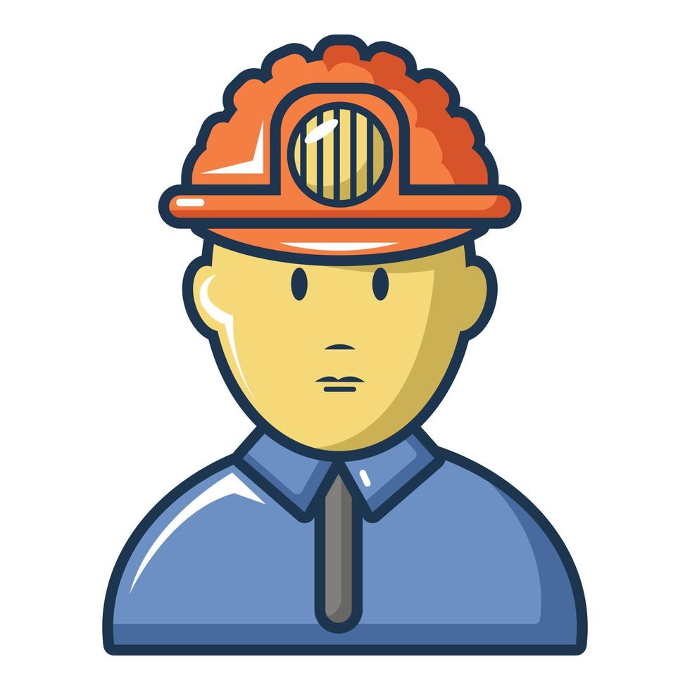 Male miner icon, cartoon style vector