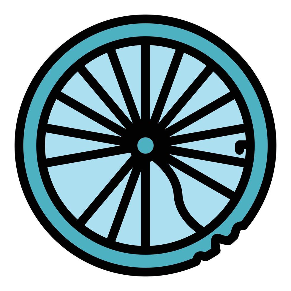vector de contorno de color de icono de rueda rota de reparación de bicicletas