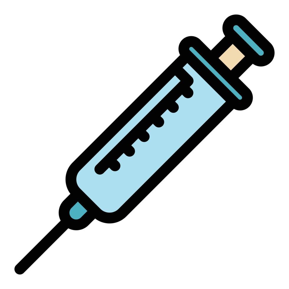 Syringe hormones icon color outline vector