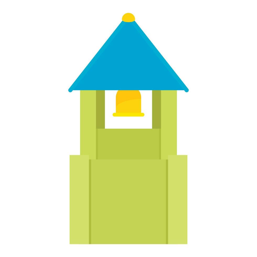 campanario verde con icono de techo de campana azul vector