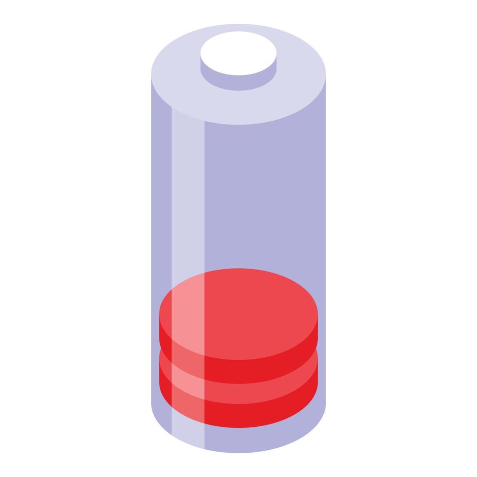 Low battery power icon isometric vector. Full energy vector