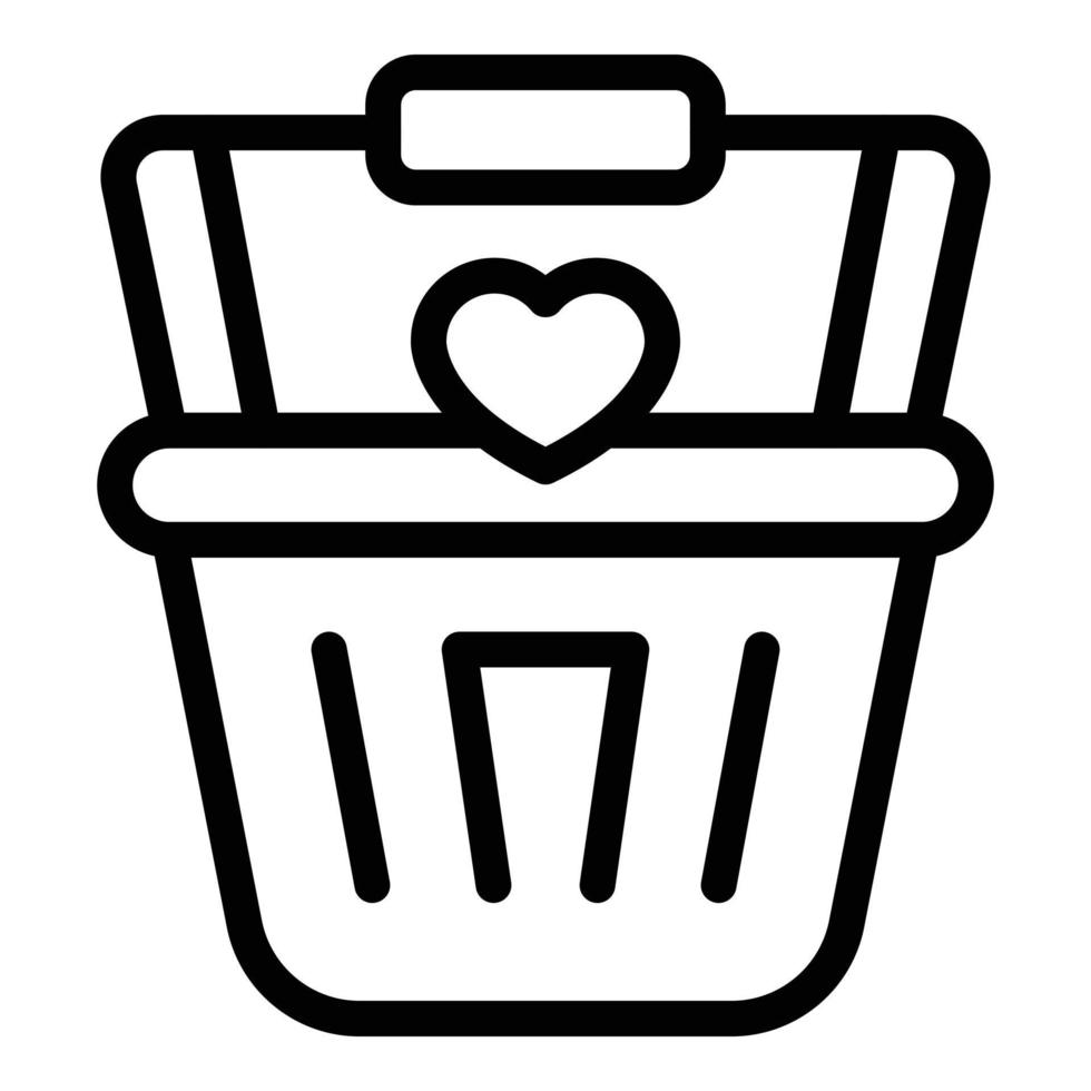 Wish shop basket icon outline vector. Online order vector