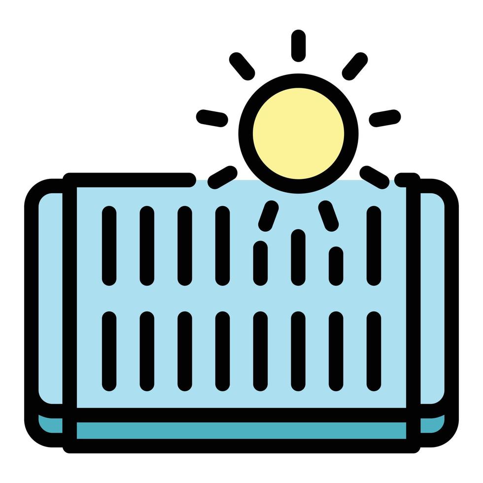 Sun eco panel icon color outline vector