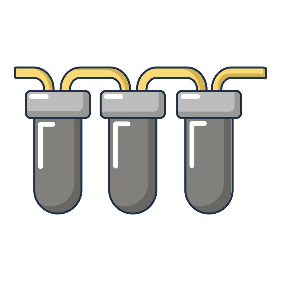 Triple water filter icon, cartoon style vector