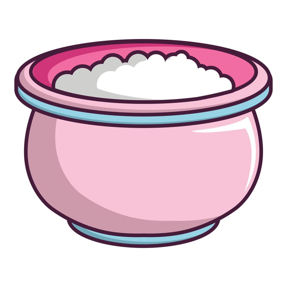 Pink witches cauldron icon, cartoon style vector
