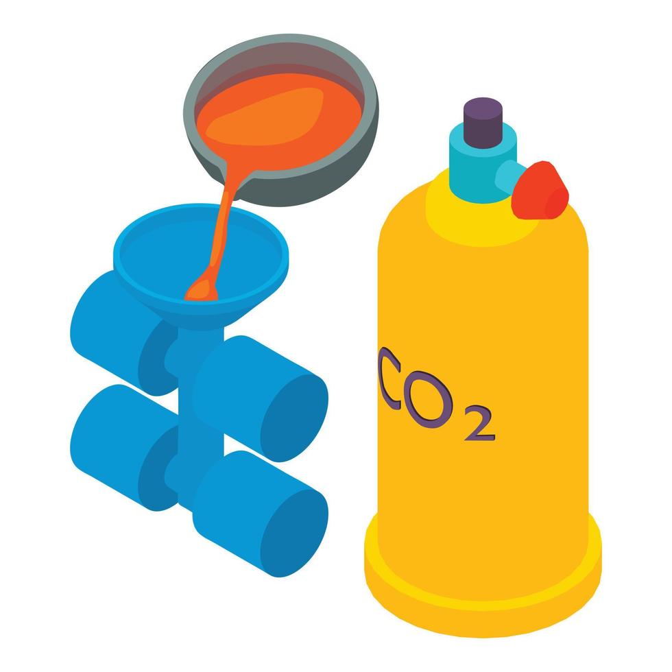 Metallurgy equipment icon isometric vector. Investment casting process gas balon vector