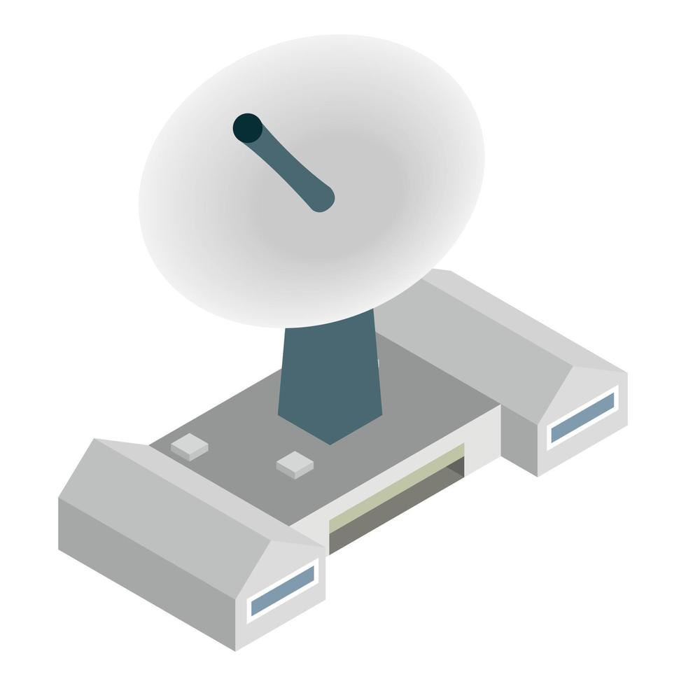 icono de telecomunicaciones vector isométrico. gran antena satelital e icono de construcción