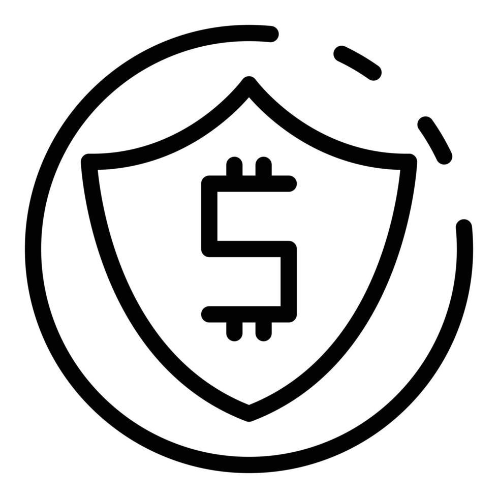 vector de contorno de icono de escudo de dinero de seguridad. ingresos por prestamos