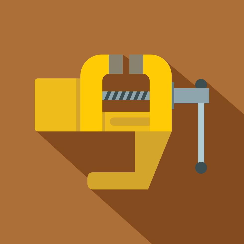 Yrllow vise tool icon, flat style vector