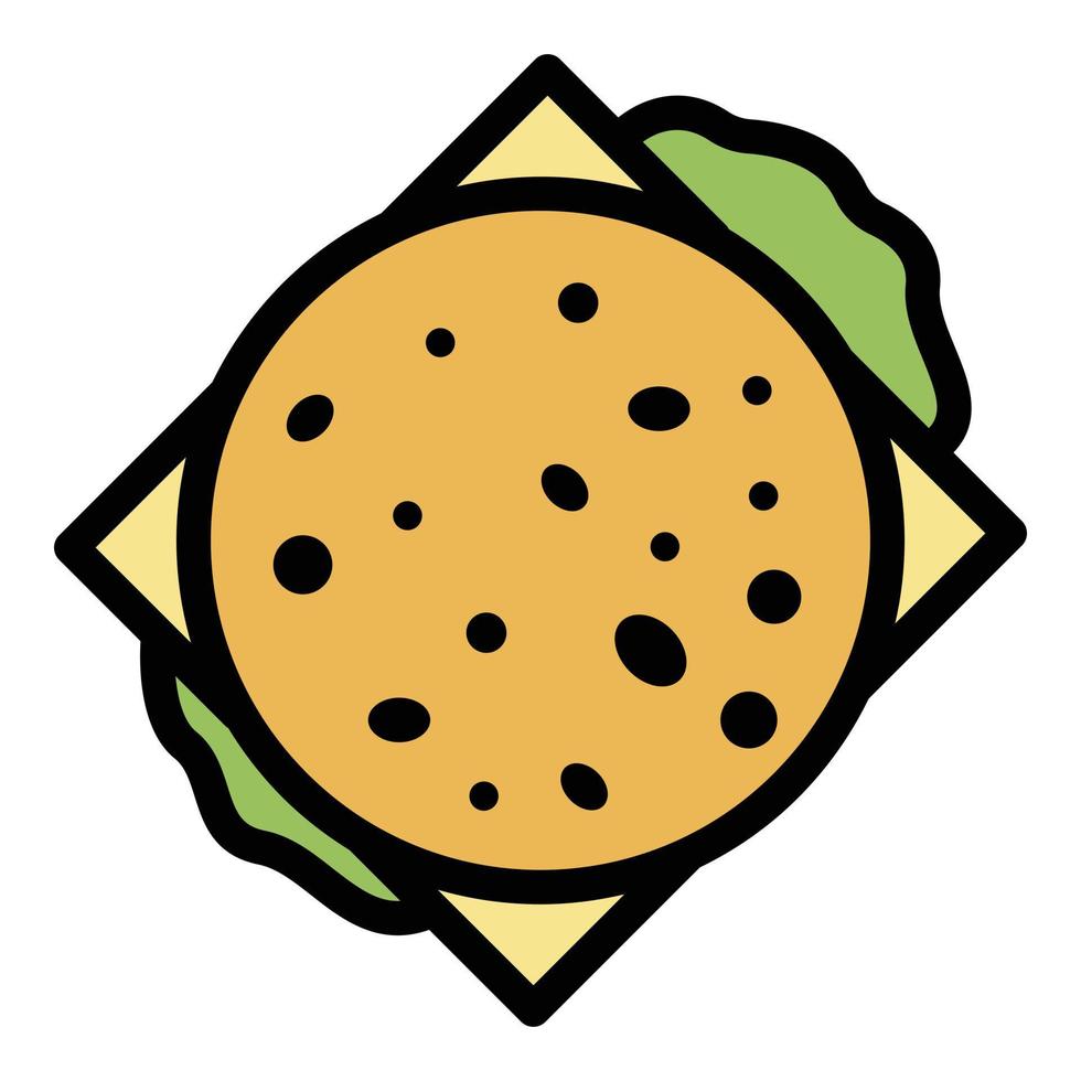 vector de esquema de color de icono de hamburguesa con queso