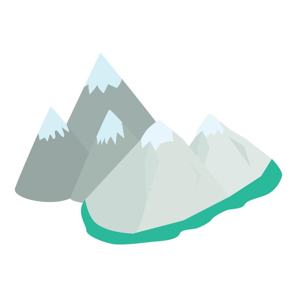 vector isométrico del icono de la montaña suiza. alta montaña con un icono de pico nevado