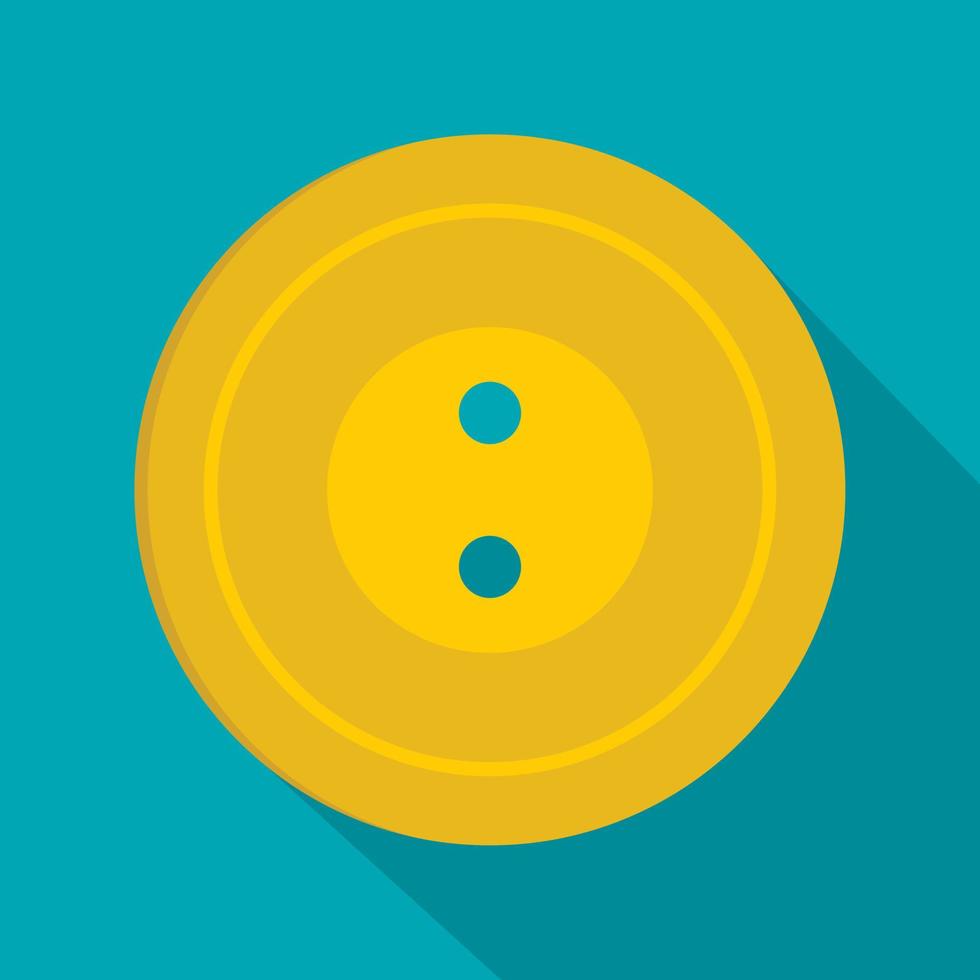 Yellow sewing button icon, flat style vector