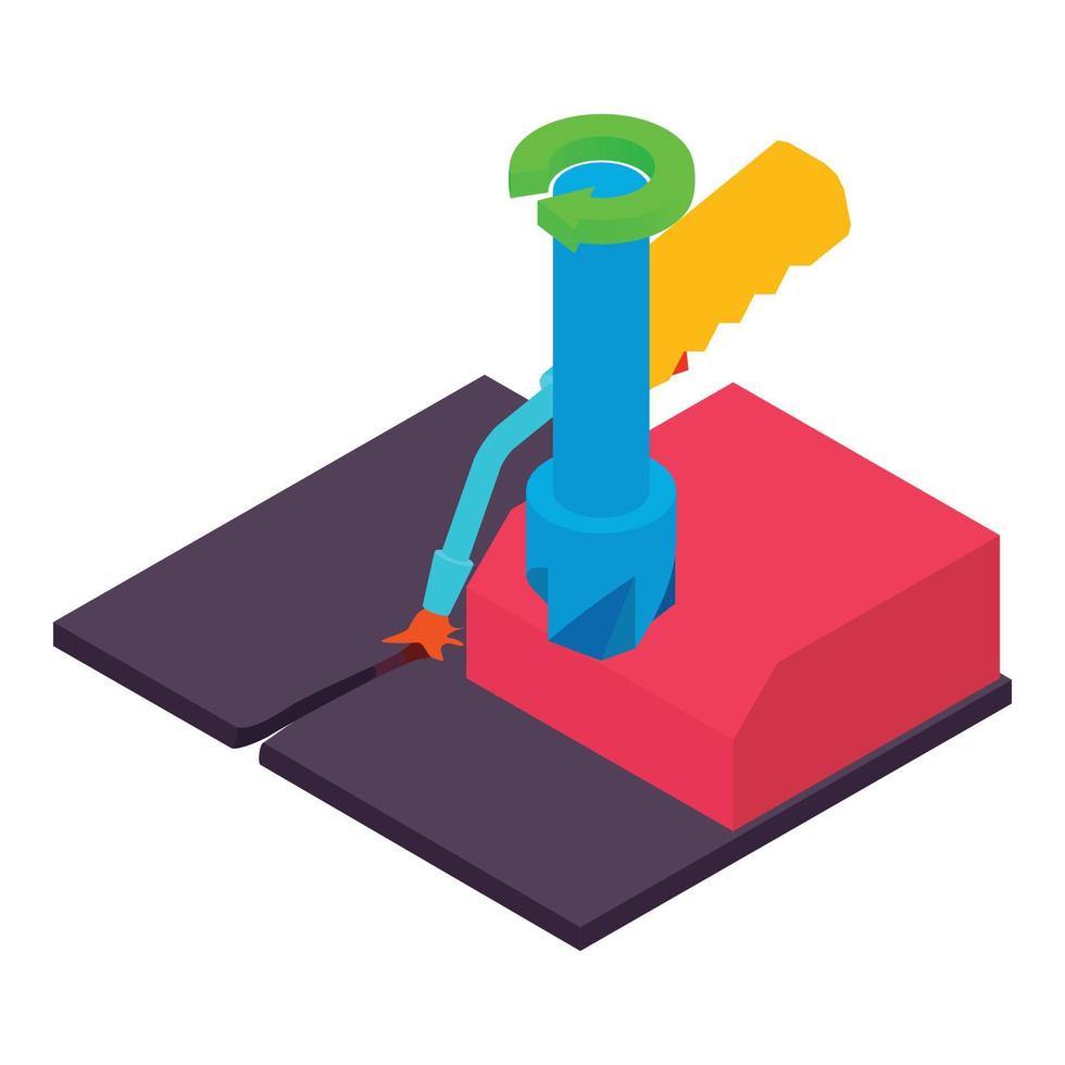 Welding steel icon isometric vector. Welding torch and chamfer milling process vector