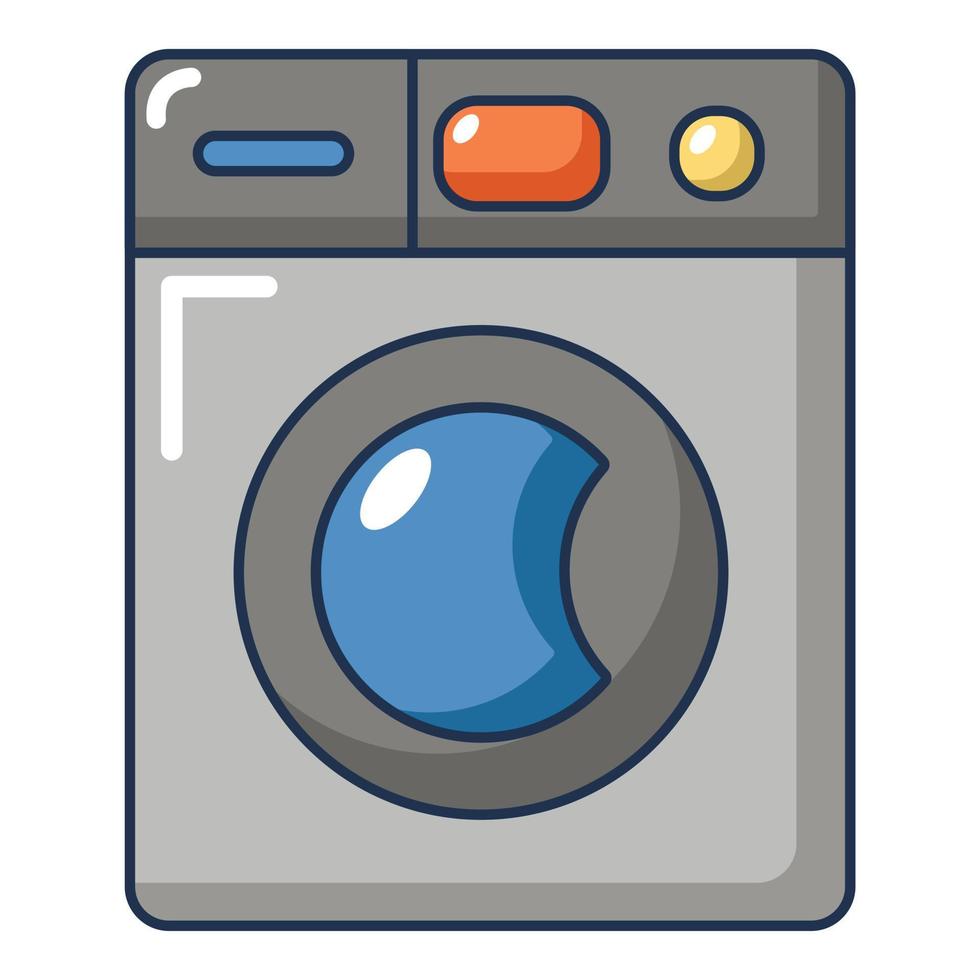 Grey washing machine icon, cartoon style vector
