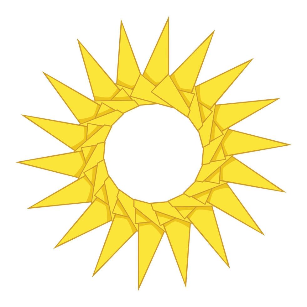 Origami sun icon, cartoon style vector