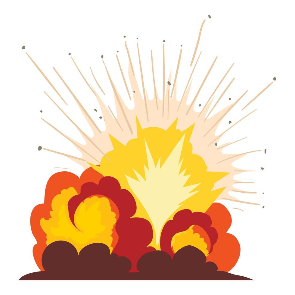 Fire explosion icon, cartoon style vector