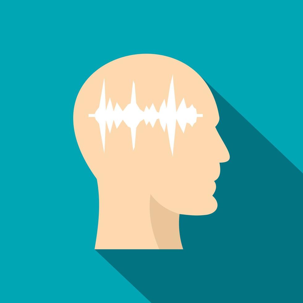 Profile of the head with sound wave inside icon vector