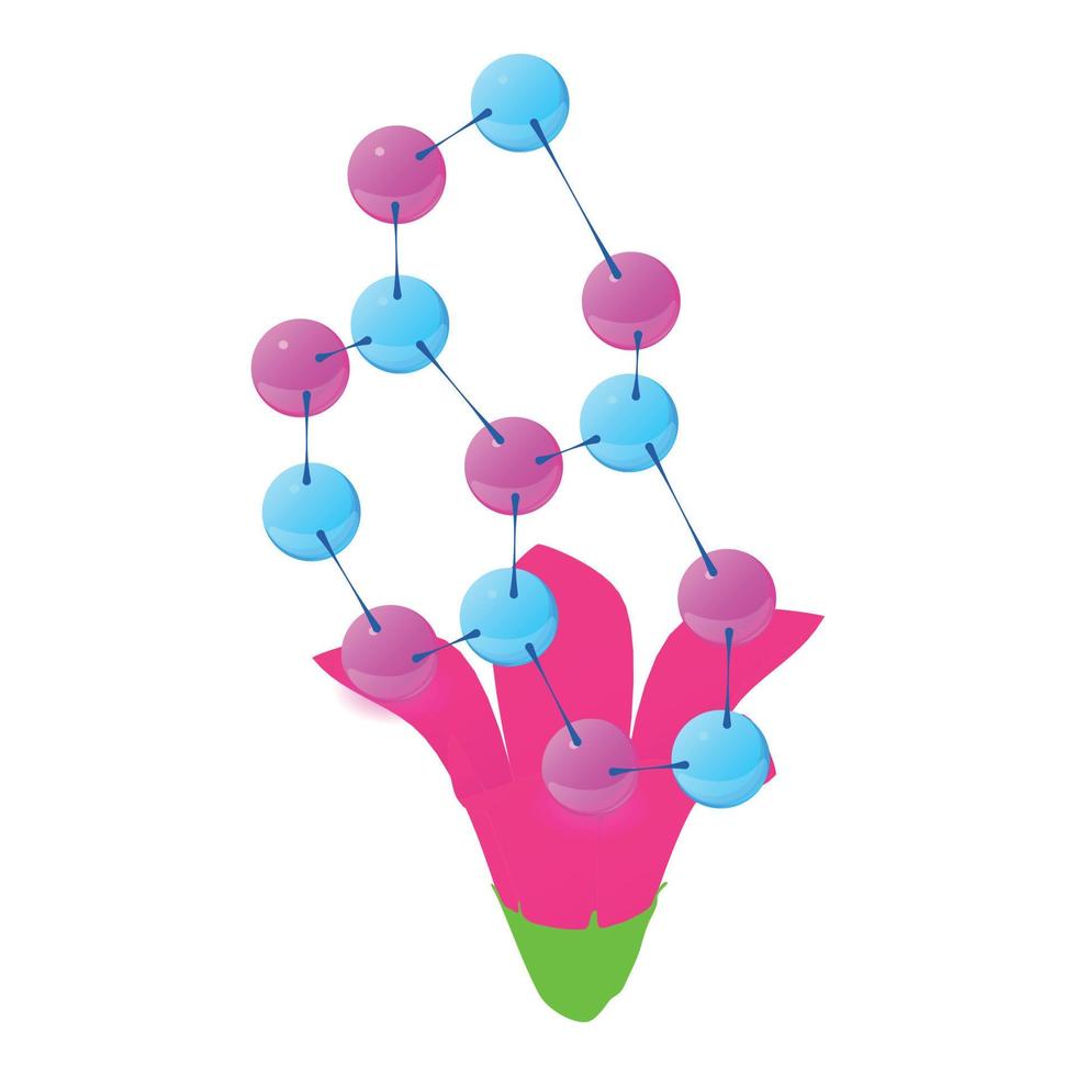 Purple flower icon isometric vector. Bloomed violet flower multicolored molecule vector