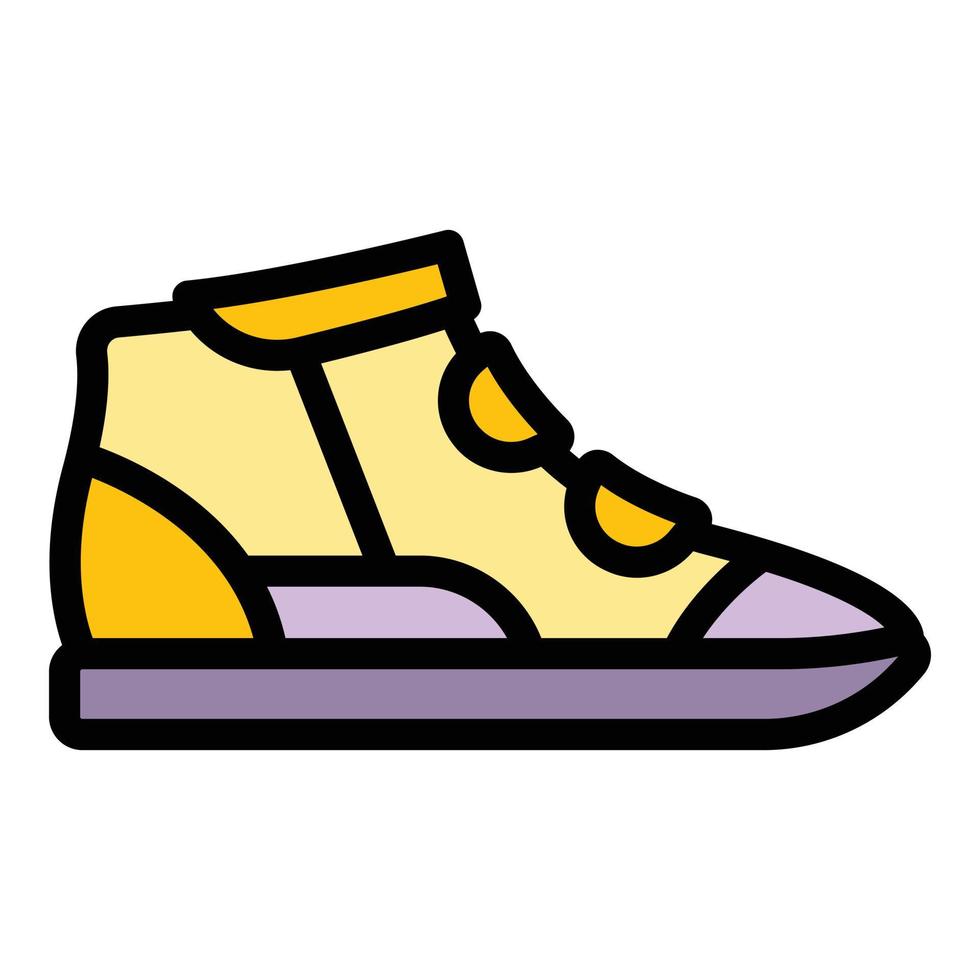 vector de contorno de color de icono de zapatillas de invierno