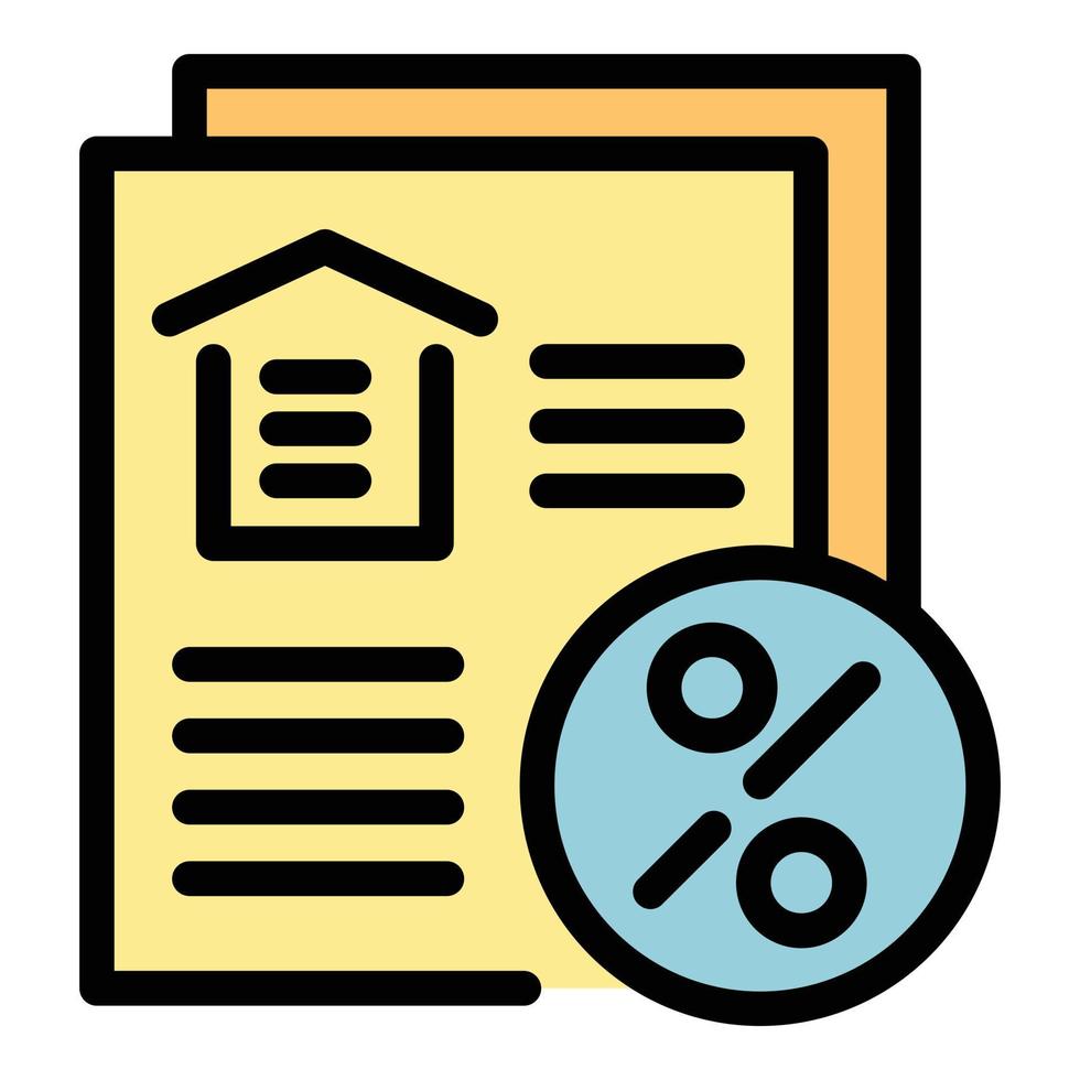 Percent buy house icon color outline vector