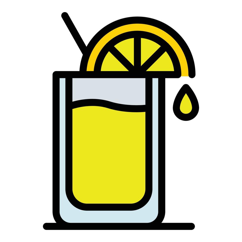 Glass of lemonade icon color outline vector